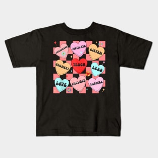 Groovy Teach Love Inspire Candy Happy Valentines Day Kids T-Shirt